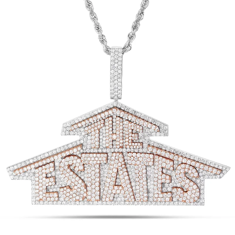 Women’s men’s style necklaces-Custom Diamond Pendant, "THE ESTATES"