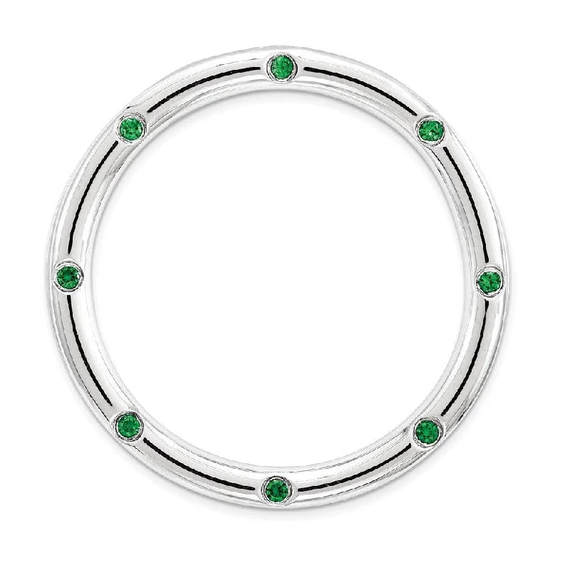 Women’s minimalist necklaces-Sterling Silver Stackable Expressions Large Created Emerald Chain Slide