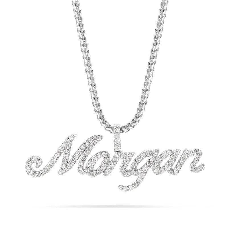 Women’s heart pendant necklaces-Customizable Diamond Name Pendant with bail