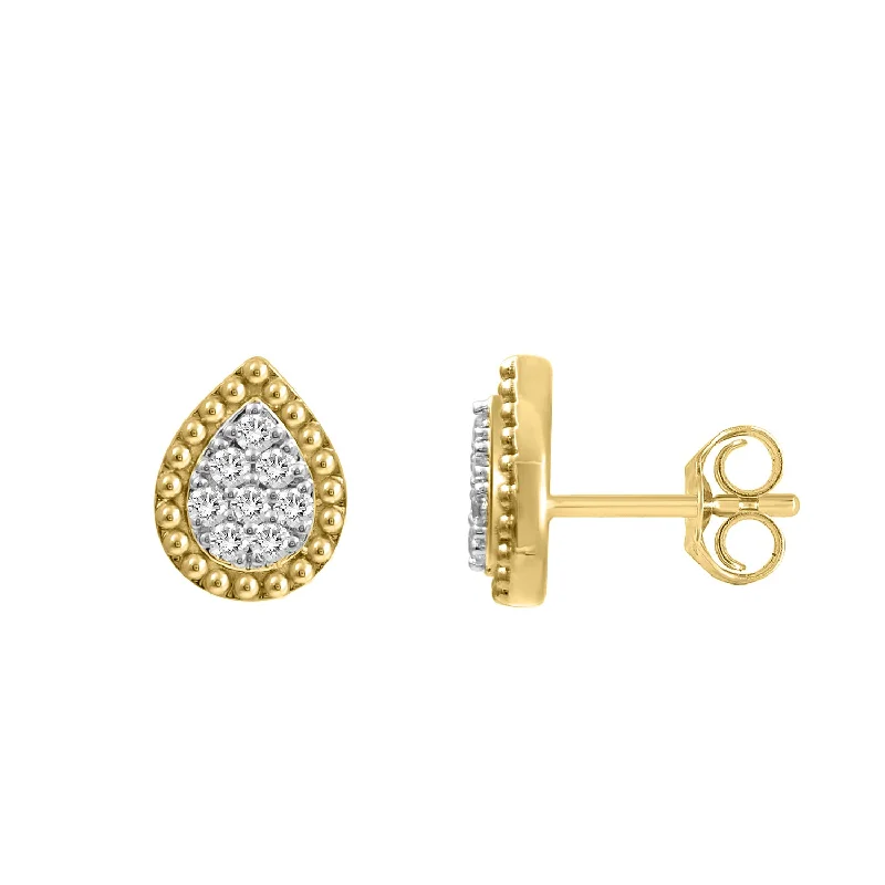 Women’s personalized hoop earrings-LADIES EARRINGS 0.20CT ROUND DIAMOND 14K YELLOW GOLD