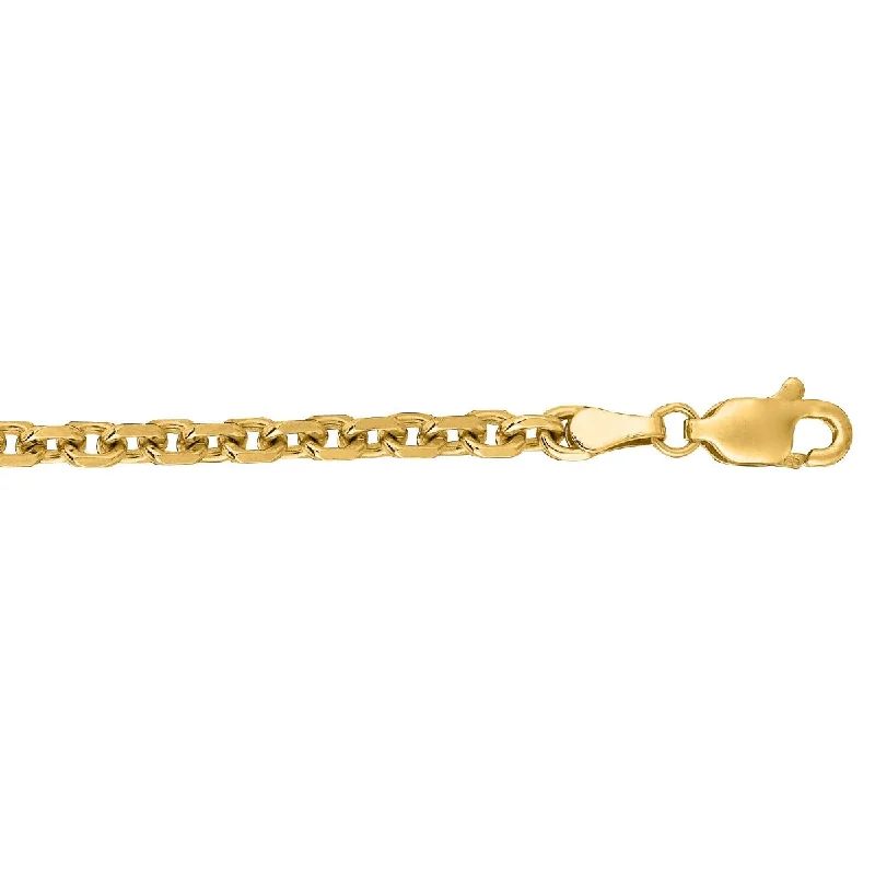 Women’s diamond engagement rings-14kt 18" Yellow Gold Diamond Cut Cable Link Chain with Lobster Clasp CAB100-18