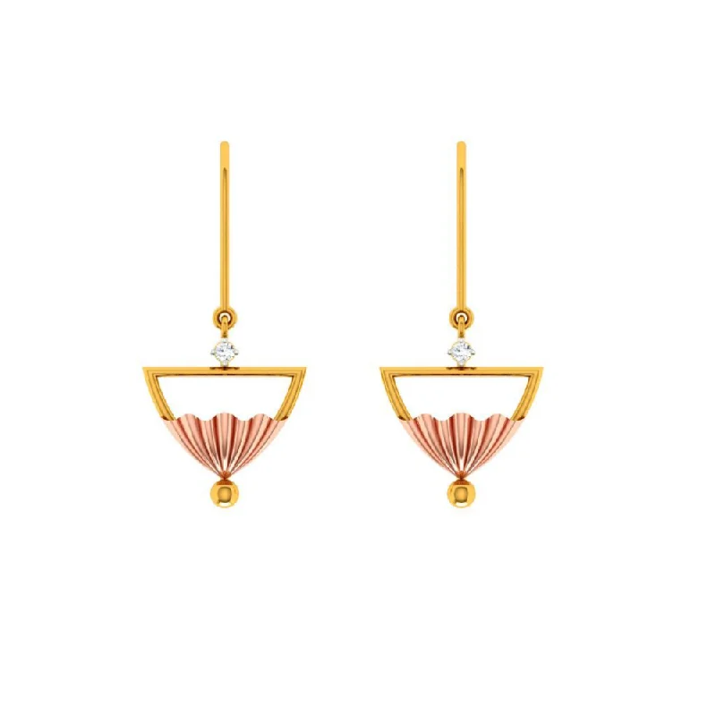 Women’s pink gemstone earrings-18KT (750) Yellow Gold Diamond Earring For Woman