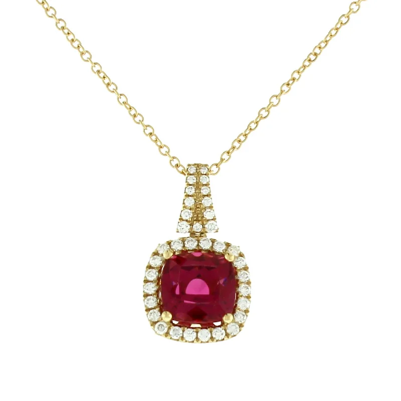 Women’s gemstone statement necklaces-Pink Tourmaline and Diamond Halo Pendant