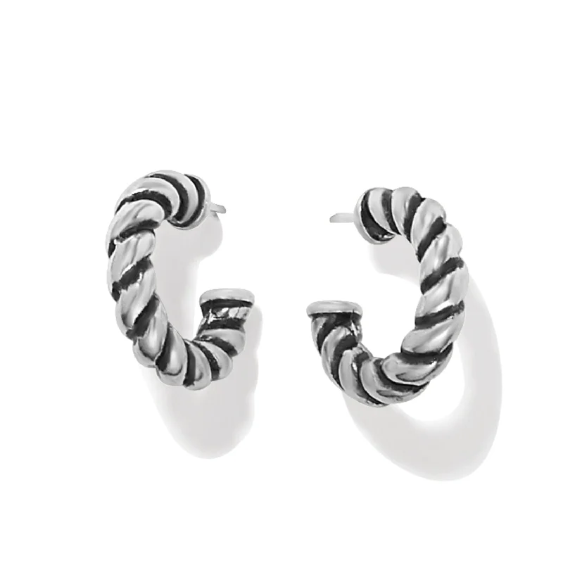 Women’s silver earrings-Interlok Twist Small Post Hoop Earrings