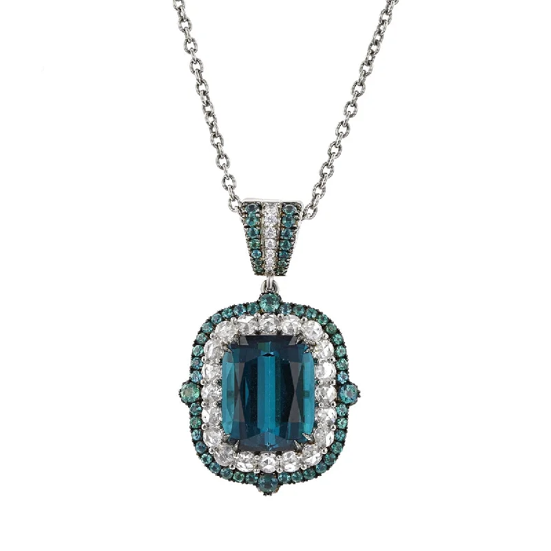 Women’s heart pendant necklaces-Tourmaline, Alexandrite and Diamond Pendant