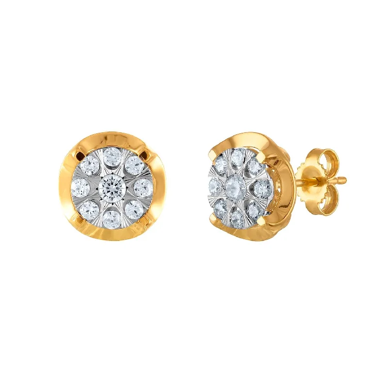 Women’s animal print earrings-1/2 CTW Diamond Cluster Earrings in 10KT White and Yellow Gold