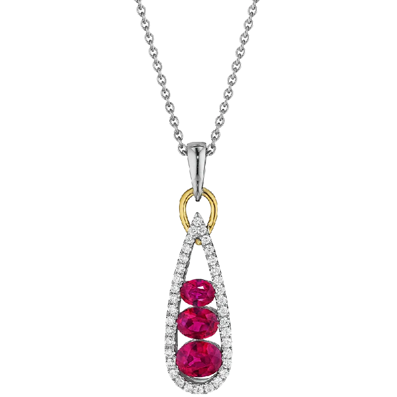 Women’s layered necklaces-Spark Creations Ruby & Diamond Pendant | P 5481-R