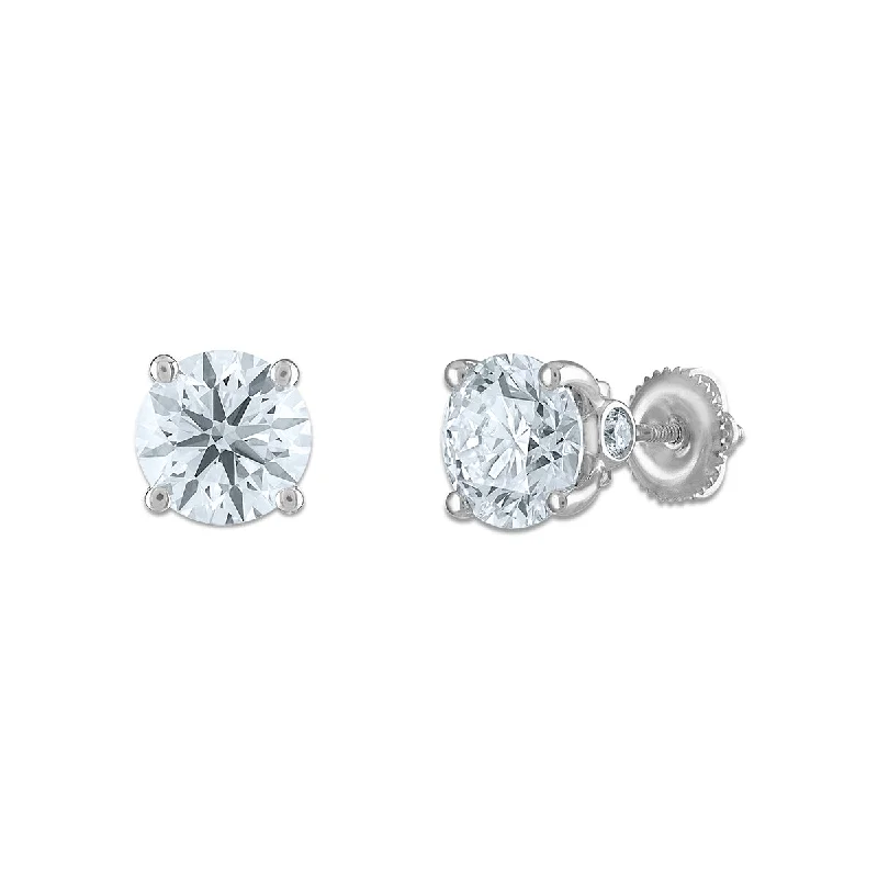 Women’s lightweight earrings-Red Hot Deal  4 CTW Round Lab Grown Diamond Stud Solitaire Earrings in 14KT White Gold