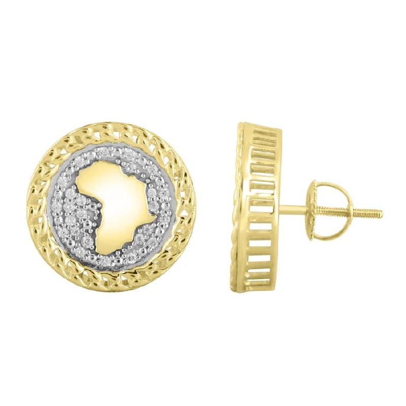 Women’s charm earrings-MEN'S STUD EARRINGS 0.25CT ROUND DIAMOND 10K YELLOW GOLD