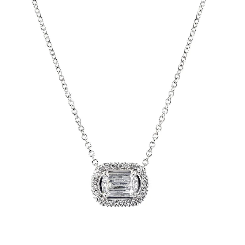 Women’s layered silver necklaces-L'Amour Crisscut Diamond Pendant