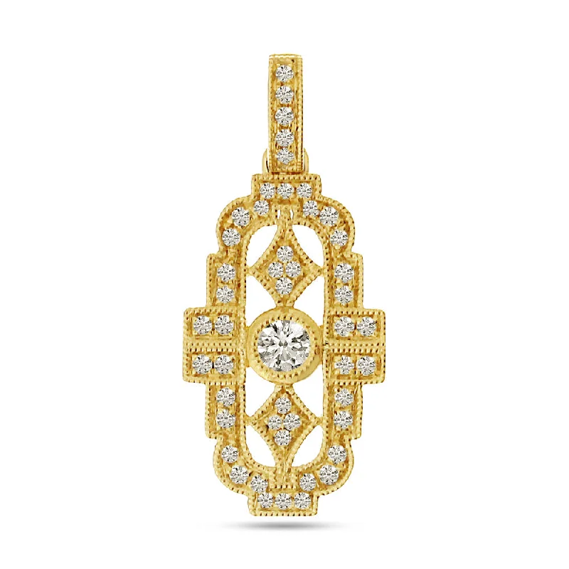 Women’s dainty necklaces-ART DECO GEO DIAMOND PENDANT P10252