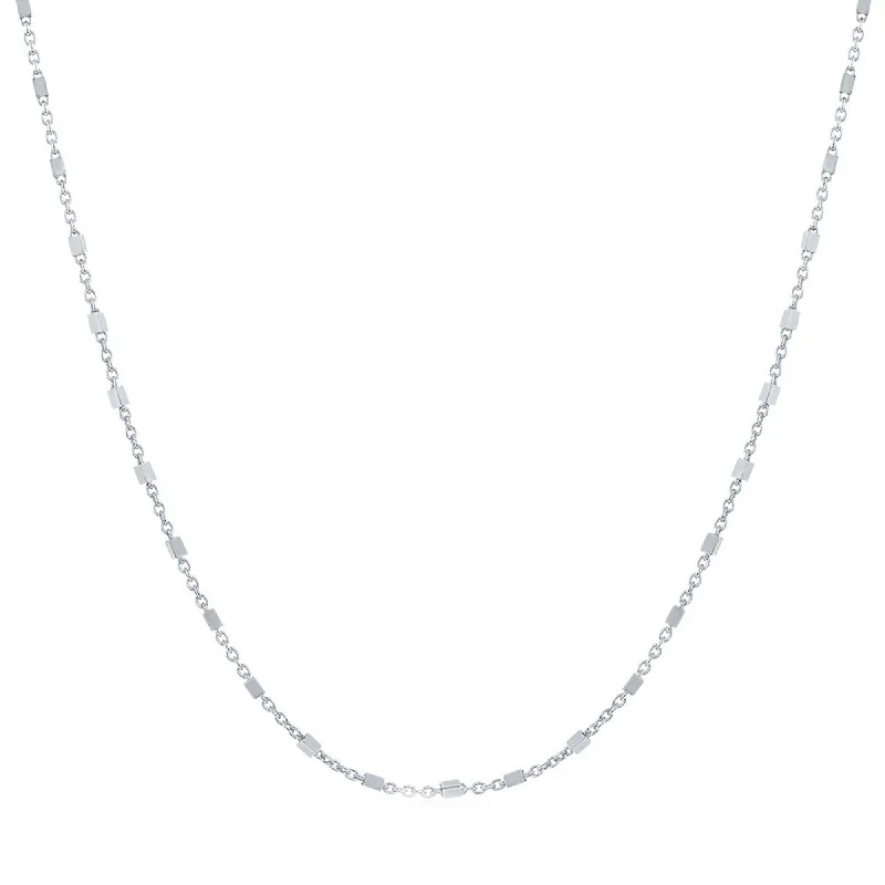 Women’s 14k gold necklaces-Links Of Italy Women's Chain - Sterling Silver Square Beads Shape, 18 Inch | Q-5742-18