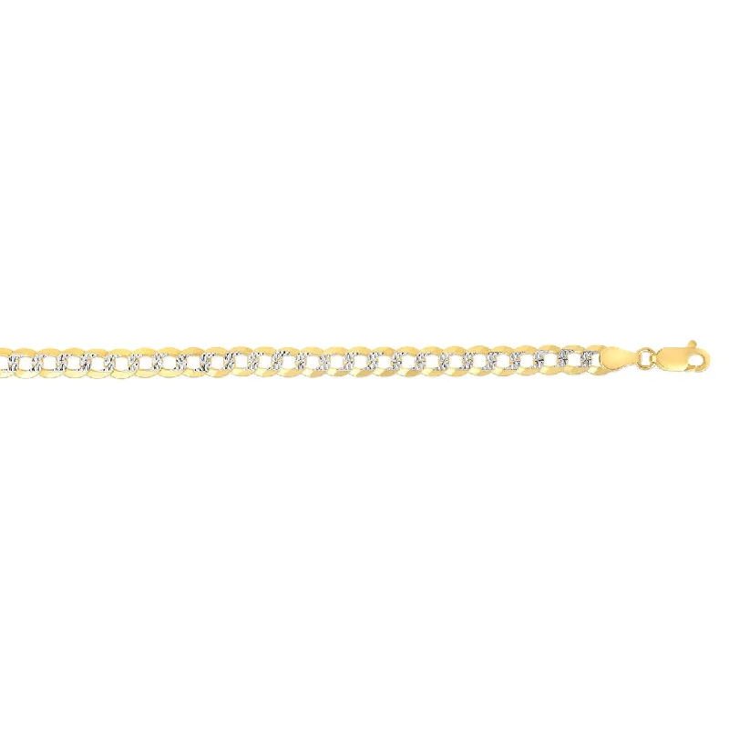 Women’s gold engagement rings with diamonds-14kt Gold 30" Yellow+White Finish Diamond Cut Comfort Pave Curb Chain with Lobster Clasp CPC150-30