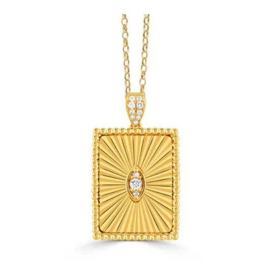 Women’s designer heart necklaces-Helios 0.09Ct Diamond Fluted Pendant only in 18k Yellow Gold