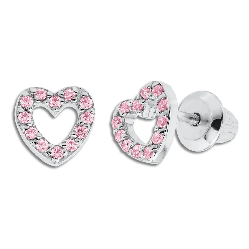 Women’s butterfly earrings-Kiddie Kraft Sterling Silver Childrens Heart Stud Earrings