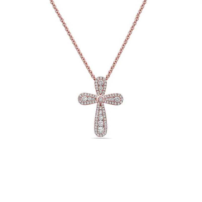 Women’s trendy necklaces-Precious Pastel Cross Diamond Pendant