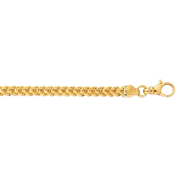 Women’s classic engagement rings-14kt 26" Yellow Gold Diamond Cut Square Franco Chain with Lobster Clasp SFR100-26