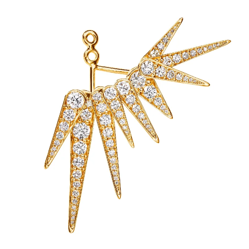 Women’s oval stud earrings-Funky Shooting Stars 9-pointed 18K Gold Earring-pendant w. Diamonds