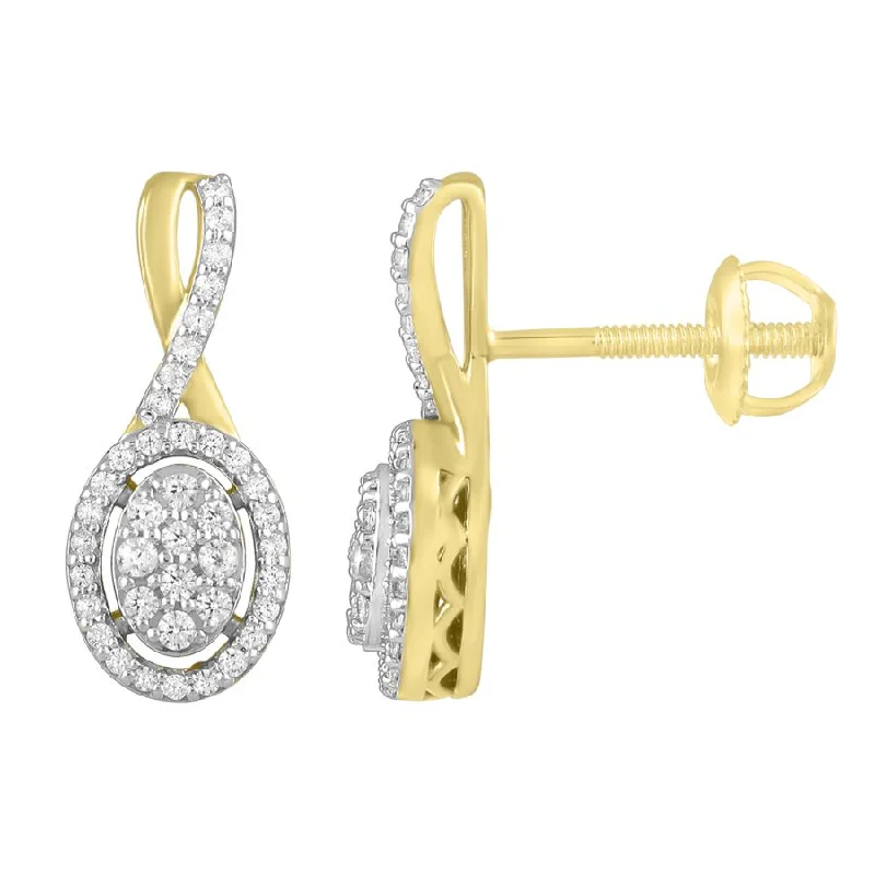 Women’s antique earrings-LADIES EARRINGS 0.33CT ROUND DIAMOND 10K YELLOW GOLD