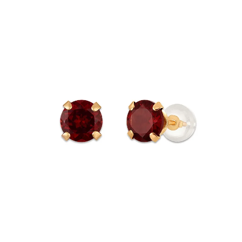 Women’s unique earrings-Garnet Birthstone Stud Earrings in 10KT Gold