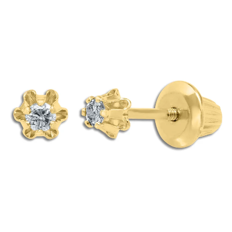 Women’s modern earrings-Kiddie Kraft 14KT Yellow Gold 1/12 CTW Round Diamond Childrens Stud Earrings