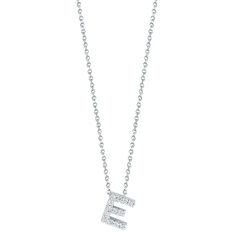 Women’s floral necklaces-Love Letter E Pendant with Diamonds