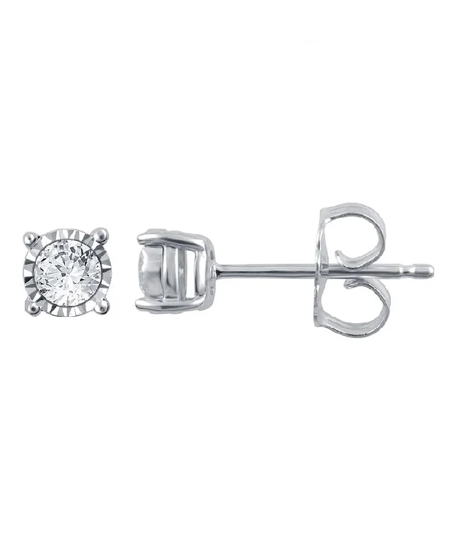 Women’s flower-shaped earrings-Sterling Silver 1/10 CTW Diamond Illusion Set Stud Earrings