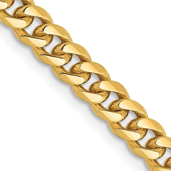 Women’s heart-shaped necklaces-14K Gold Solid Miami Cuban Link Chain 4.3mm