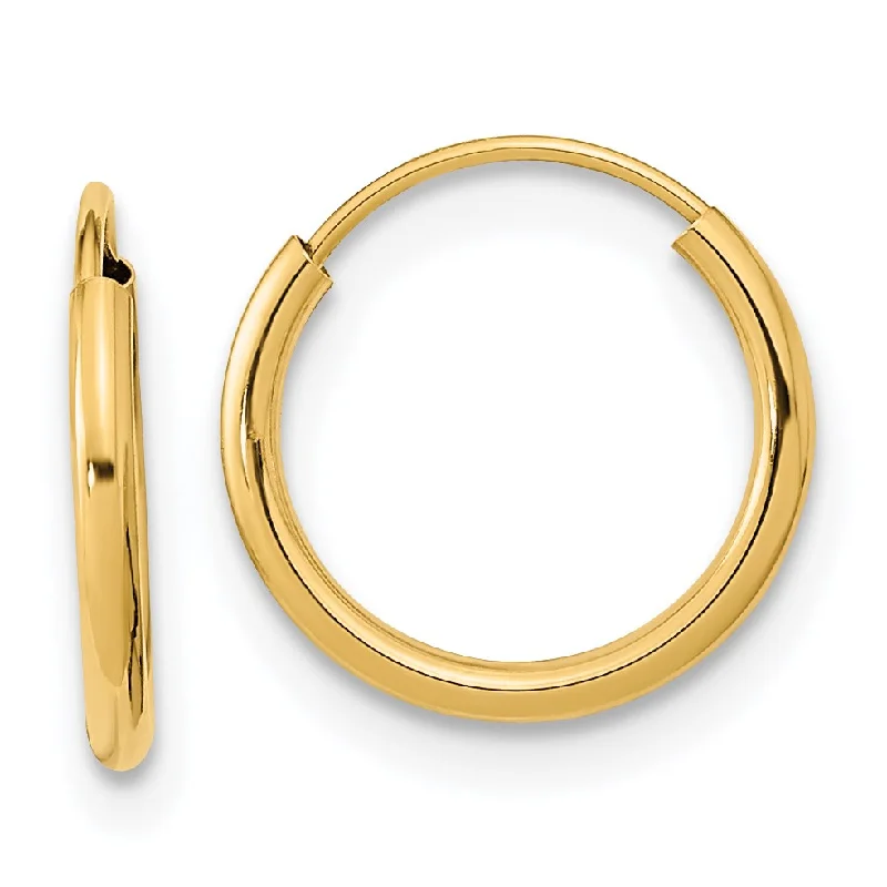 Women’s sterling silver earrings-14KT Yellow Gold 12MM Endless Hoop Earrings