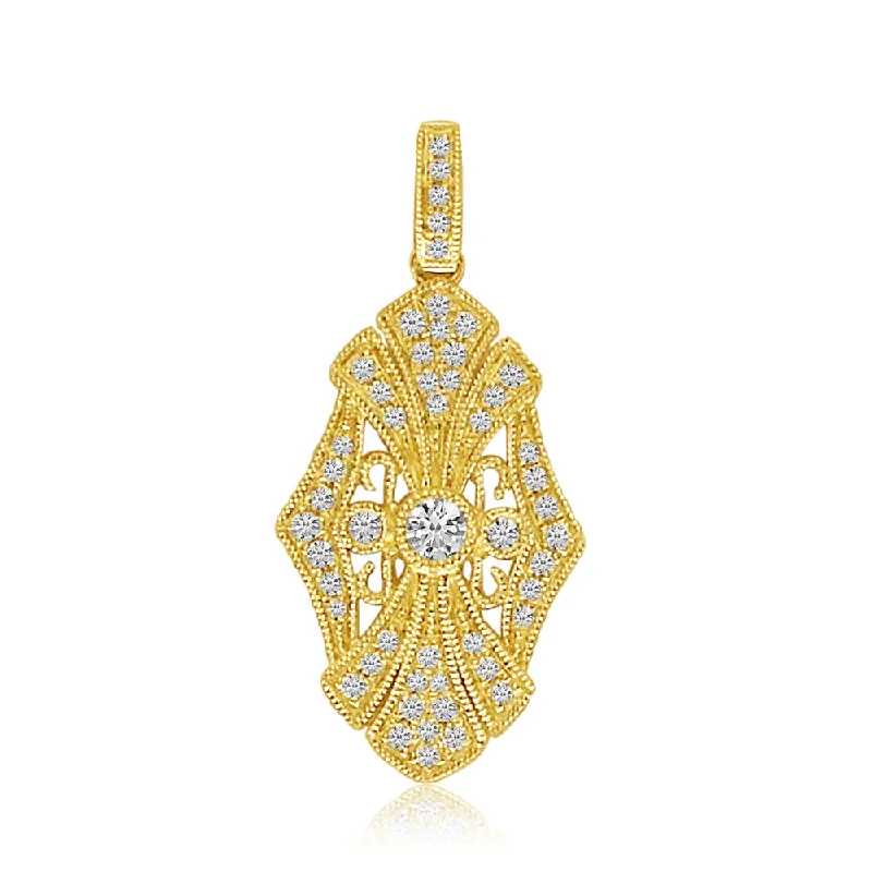 Women’s sparkling diamond necklaces-ART DECO DIAMOND PENDANT P10154