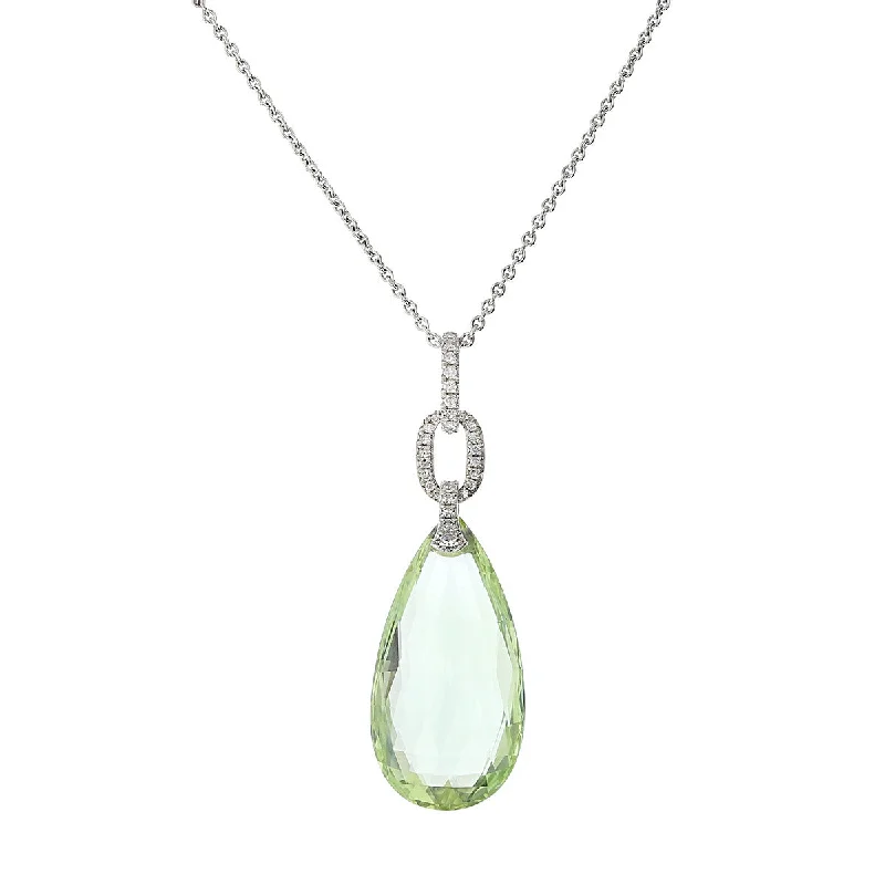 Women’s personalized necklaces-Green Beryl and Diamond Pendant