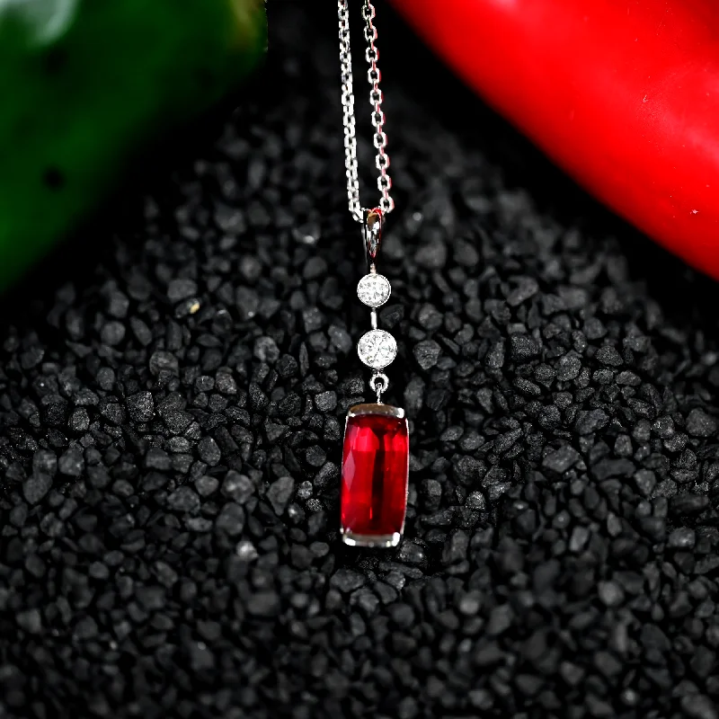 Women’s gemstone pendant necklaces-2.00CT NATURAL RUBY AND DIAMOND PENDANT