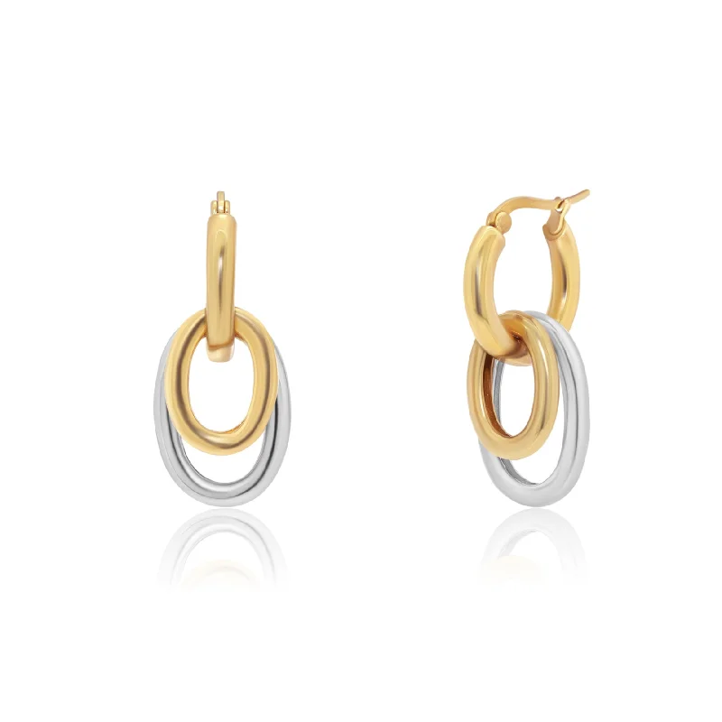 Women’s rose gold drop earrings-SENCHA HOOPS