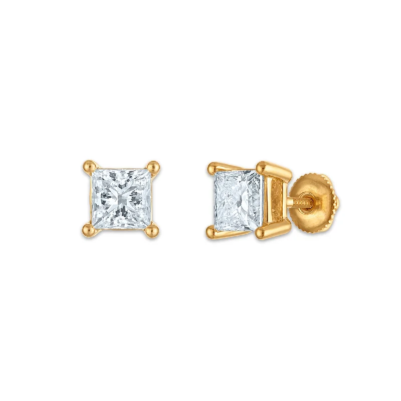 Women’s gold earrings-EcoLove 3 CTW Lab Grown Diamond Stud Earrings in 10KT Yellow Gold