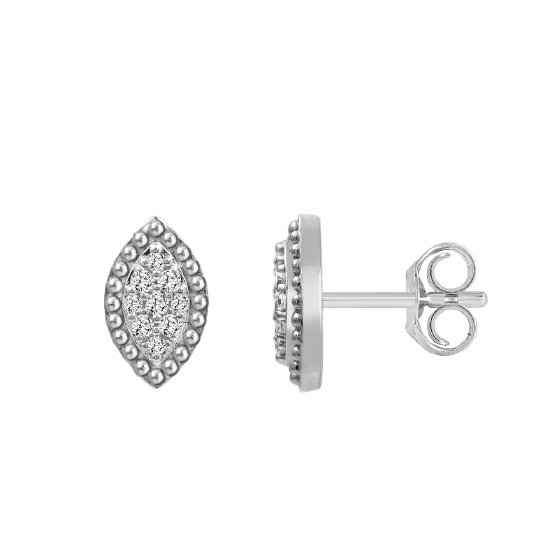 Women’s pearl stud earrings-LADIES EARRINGS 0.20CT ROUND DIAMOND 14K WHITE GOLD