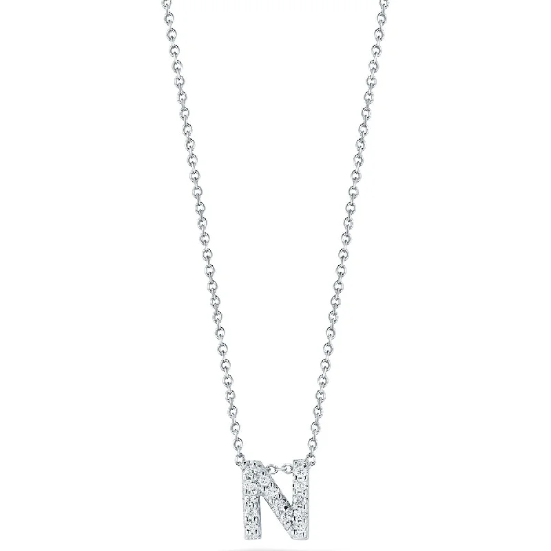 Women’s sparkling diamond necklaces-Love Letter N Pendant with Diamonds