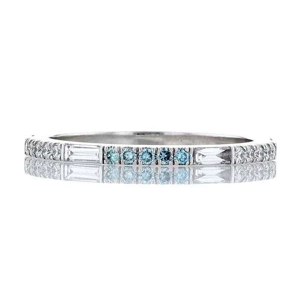 Women’s three-stone diamond engagement rings-Aqua Blue Diamond Band