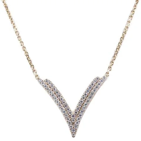 Women’s dainty necklaces-Precious Pastel Double V Diamond Pendant