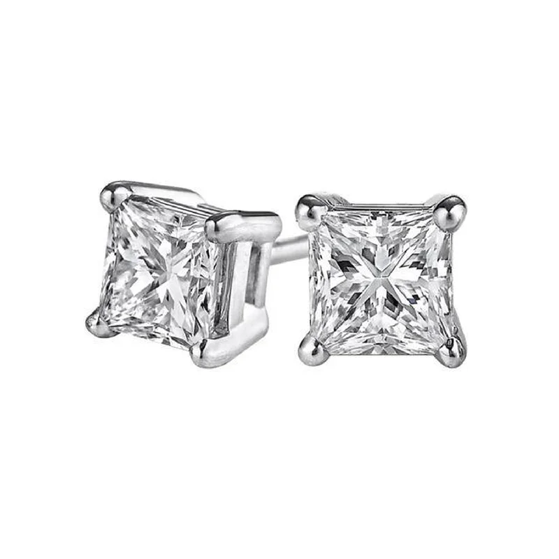 Women’s pink gemstone earrings-Premiere 1/10 CTW Diamond Solitaire Stud Earrings in 14KT White Gold