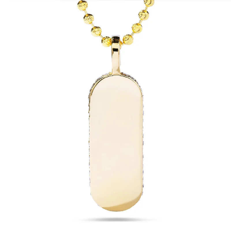 Women’s layered necklaces-14kt Gold 0.60ct Diamond Engravable Oval Pendant