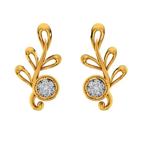 Women’s wedding earrings-18KT (750) Yellow Gold And Diamond Earring For Women