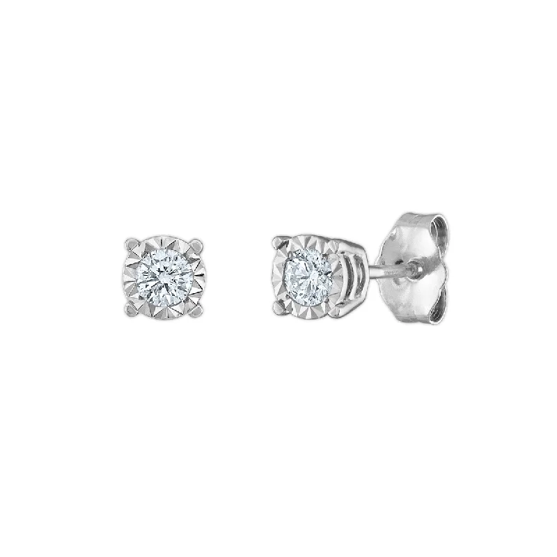 Women’s delicate earrings-EcoLove 1/4 CTW Lab Grown Diamond Illusion Set Stud Earrings in Sterling Silver