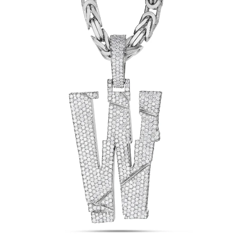 Women’s square pendants necklaces-Custom "W" Large Diamond Wallo Pendant