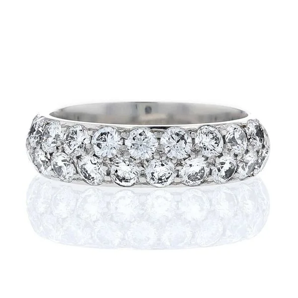 Women’s engagement rings with accent diamonds-Pave Double Diamond Band