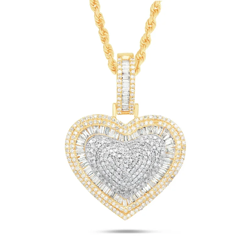 Women’s woven necklaces-10K Gold 1.75ct Diamond Heart Pendant