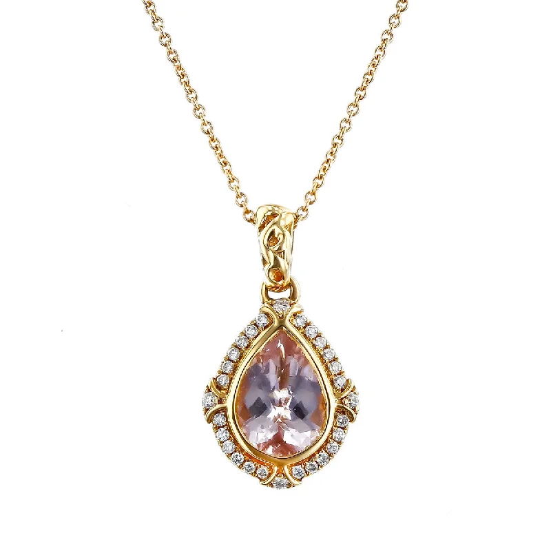 Women’s crystal necklaces-Morganite and Diamond Pendant