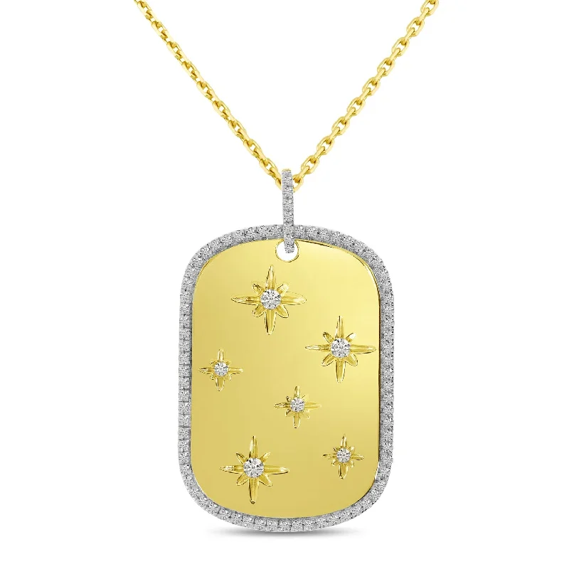 Women’s square pendants necklaces-DIAMOND STARBURST DOG TAG PENDANT P10414