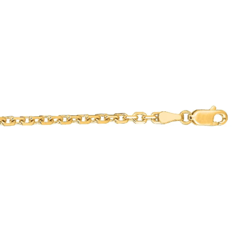 Women’s solitaire engagement rings-14kt 18" Yellow Gold Diamond Cut Cable Link Chain with Lobster Clasp CAB080-18