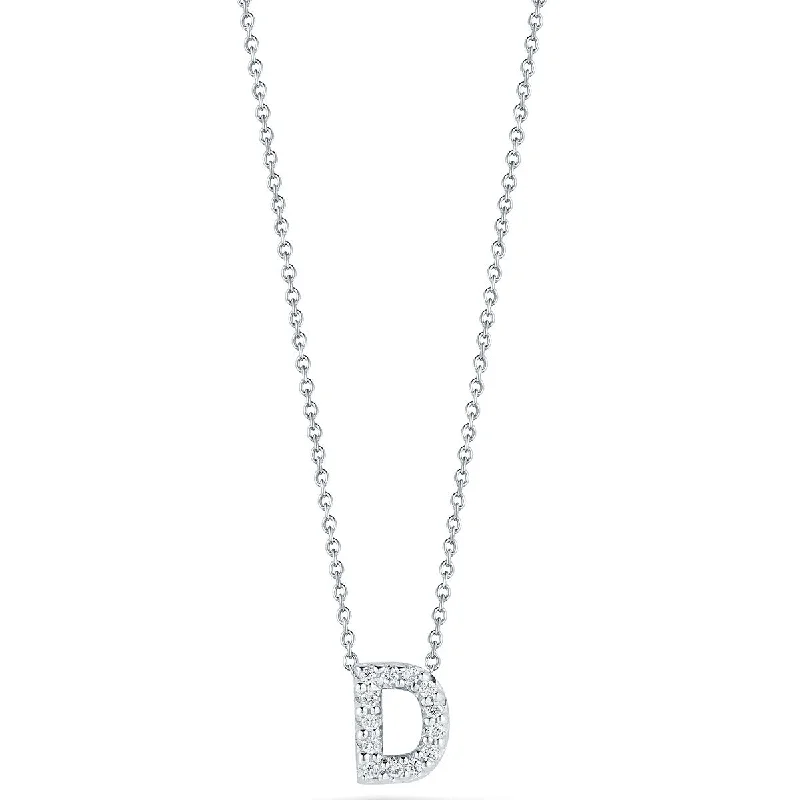 Women’s wedding necklaces-Love Letter D Pendant with Diamonds