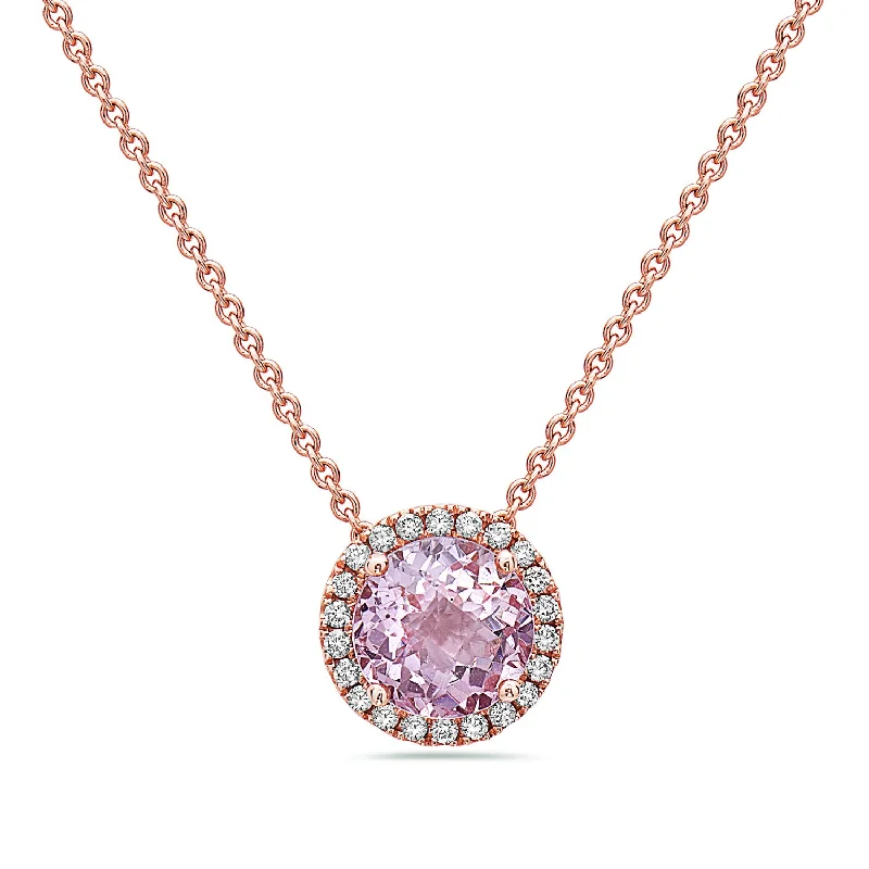 Women’s personalized necklaces-Pastel Morganite and Diamond Pendant